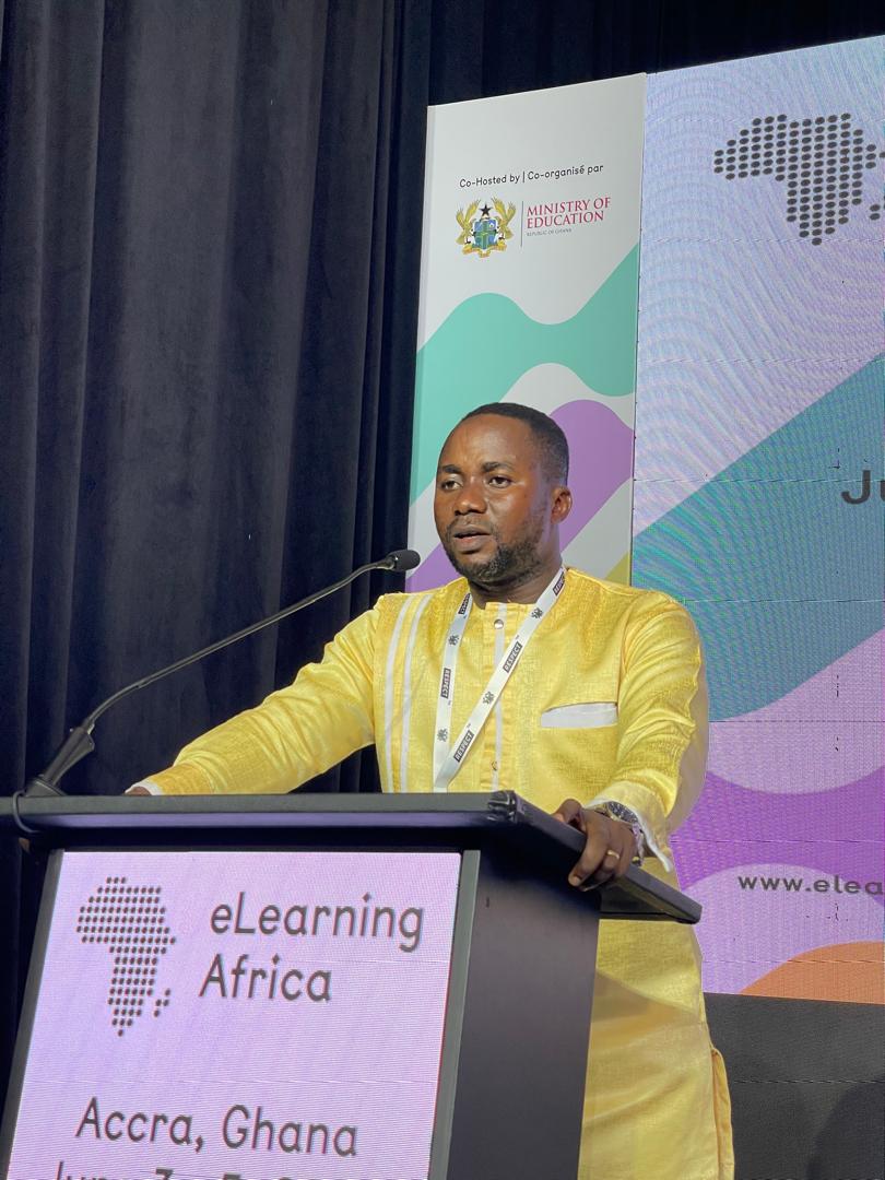 CEO Edwin Ketormanya speaking at eLearning Africa 2026 — Co-hosted by Ghana Ministry of Education