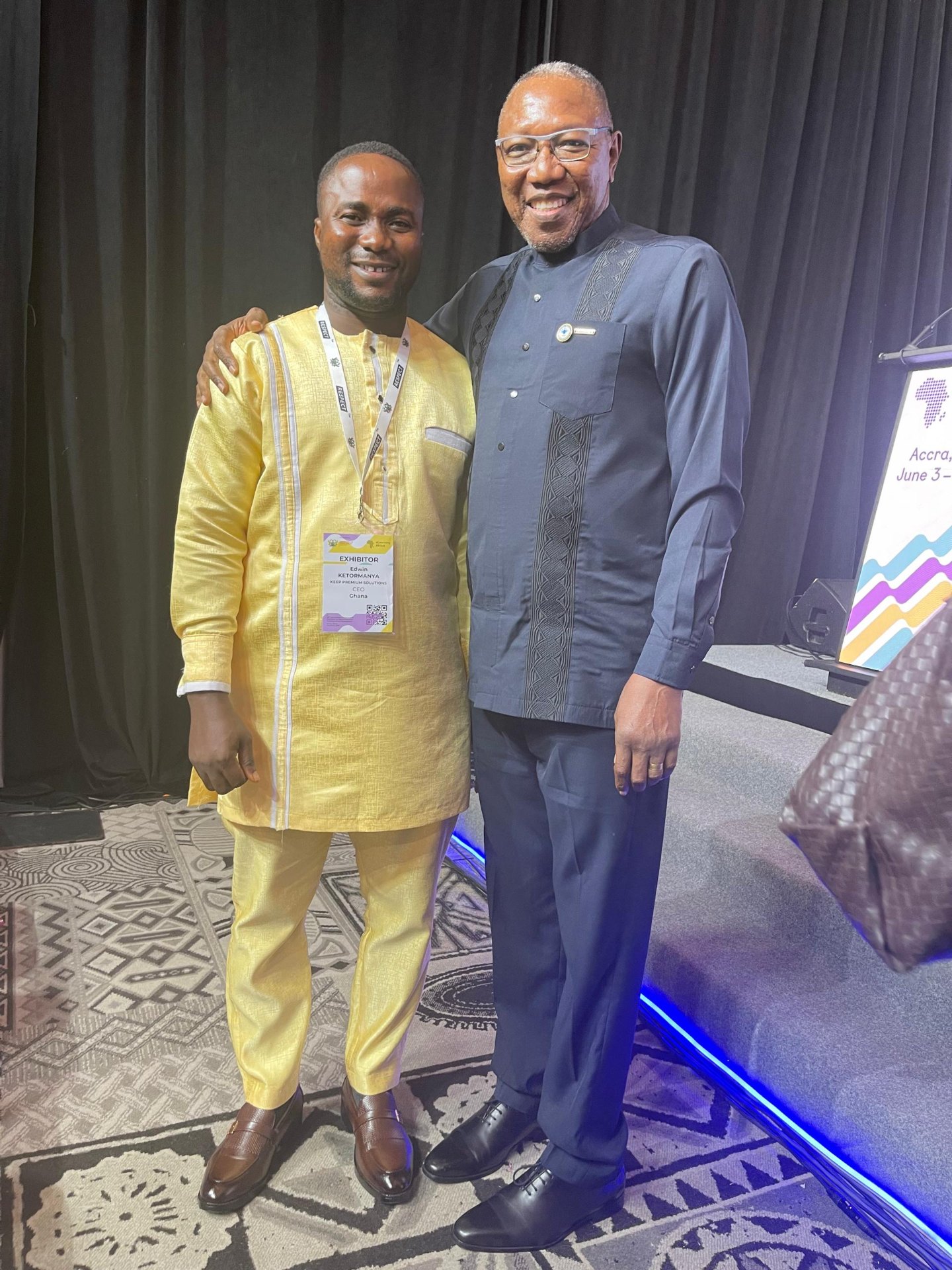 CEO Edwin Ketormanya with dignitary at eLearning Africa 2026 — Accra, Ghana